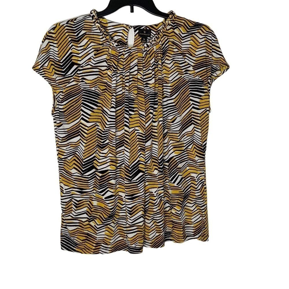 Worthington yellow, short sleeve blouse. Size XL